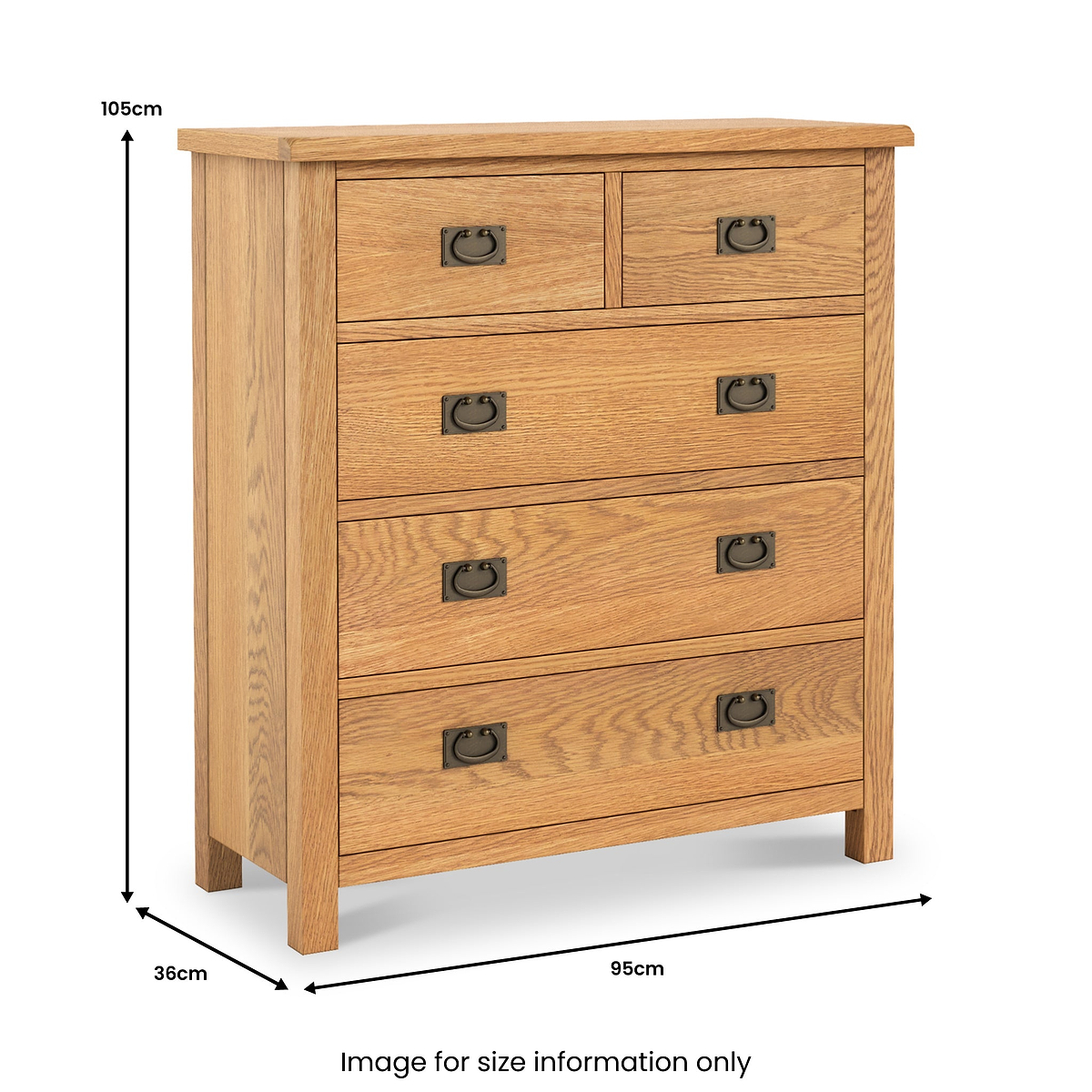 Surrey Oak XL 2 Over 3 Chest Of Drawers dimensions