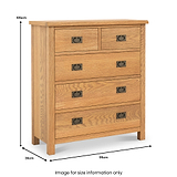 Surrey Oak XL 2 Over 3 Chest Of Drawers dimensions