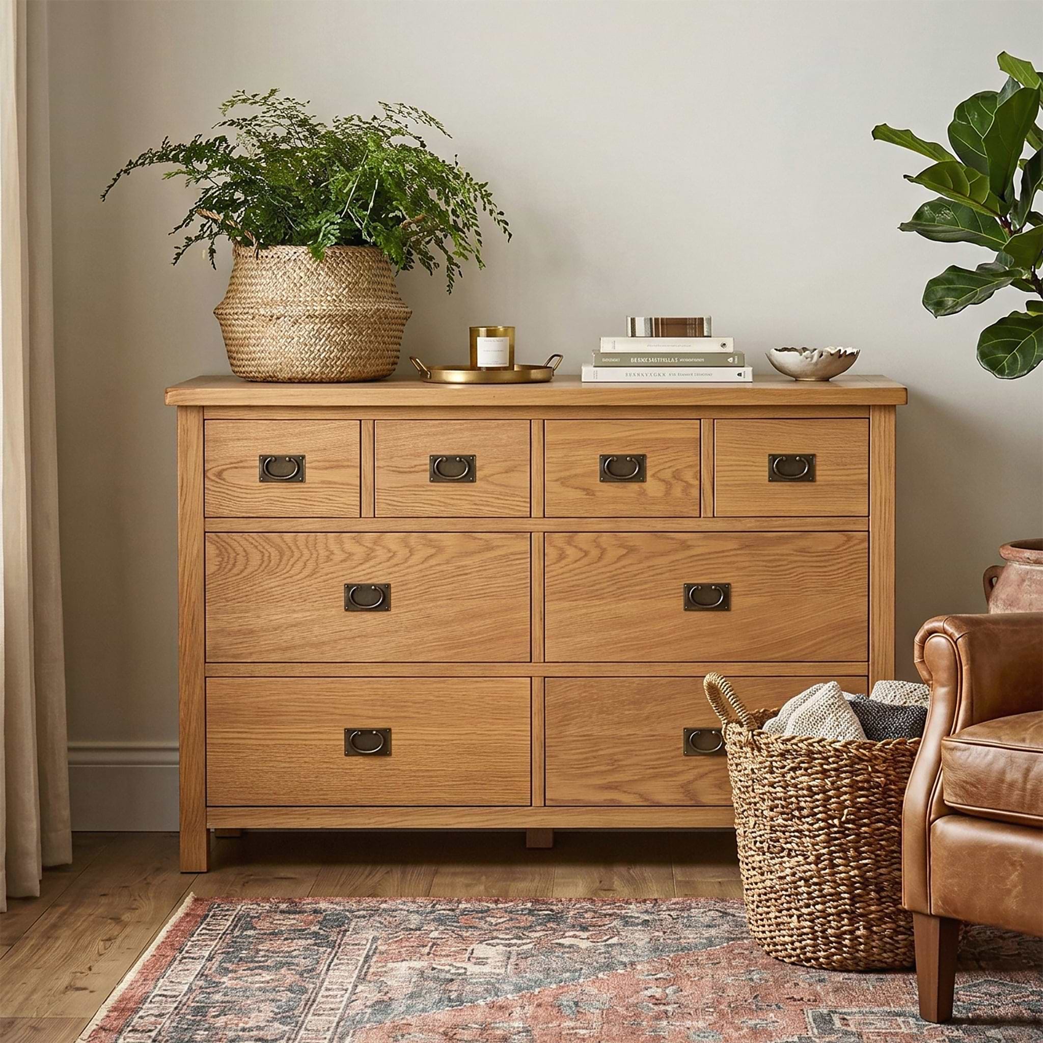 Surrey Oak XL 8 Drawer Chest from Roseland Furniture