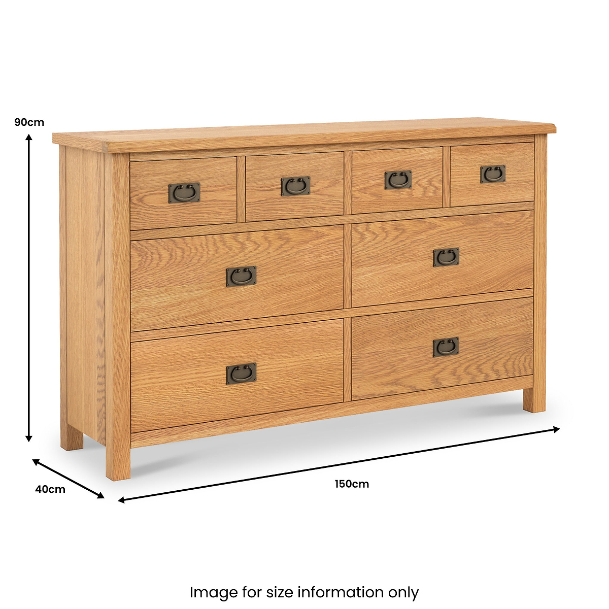 Surrey Oak XL 8 Drawer Chest dimension