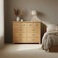London Oak 4 Over 6 Chest Of Drawers in a contemporary bedroom