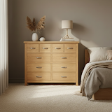 London Oak 4 Over 6 Chest Of Drawers in a contemporary bedroom