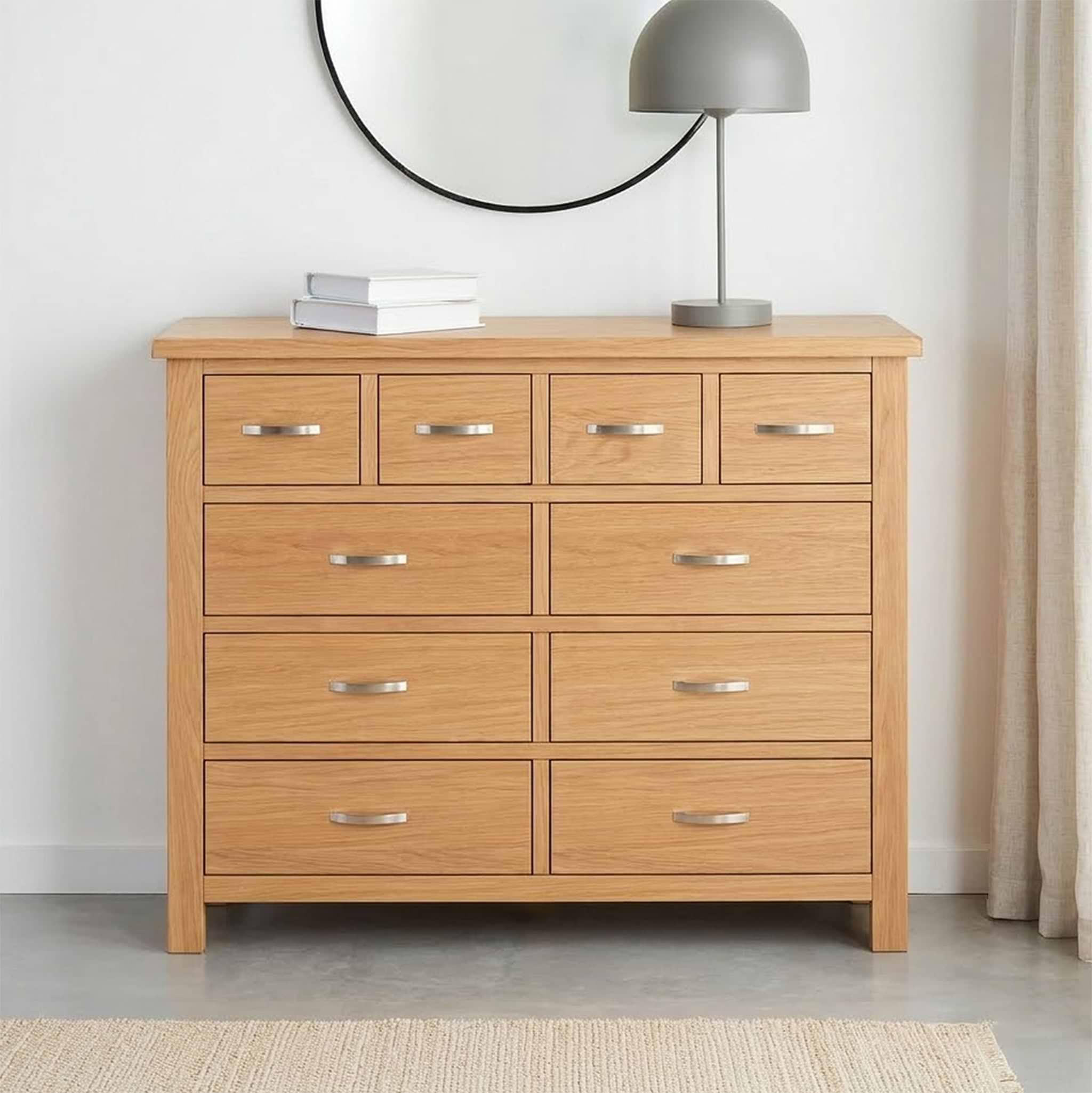 London Oak 4 Over 6 Chest of Drawers | Large Wooden Storage | Roseland
