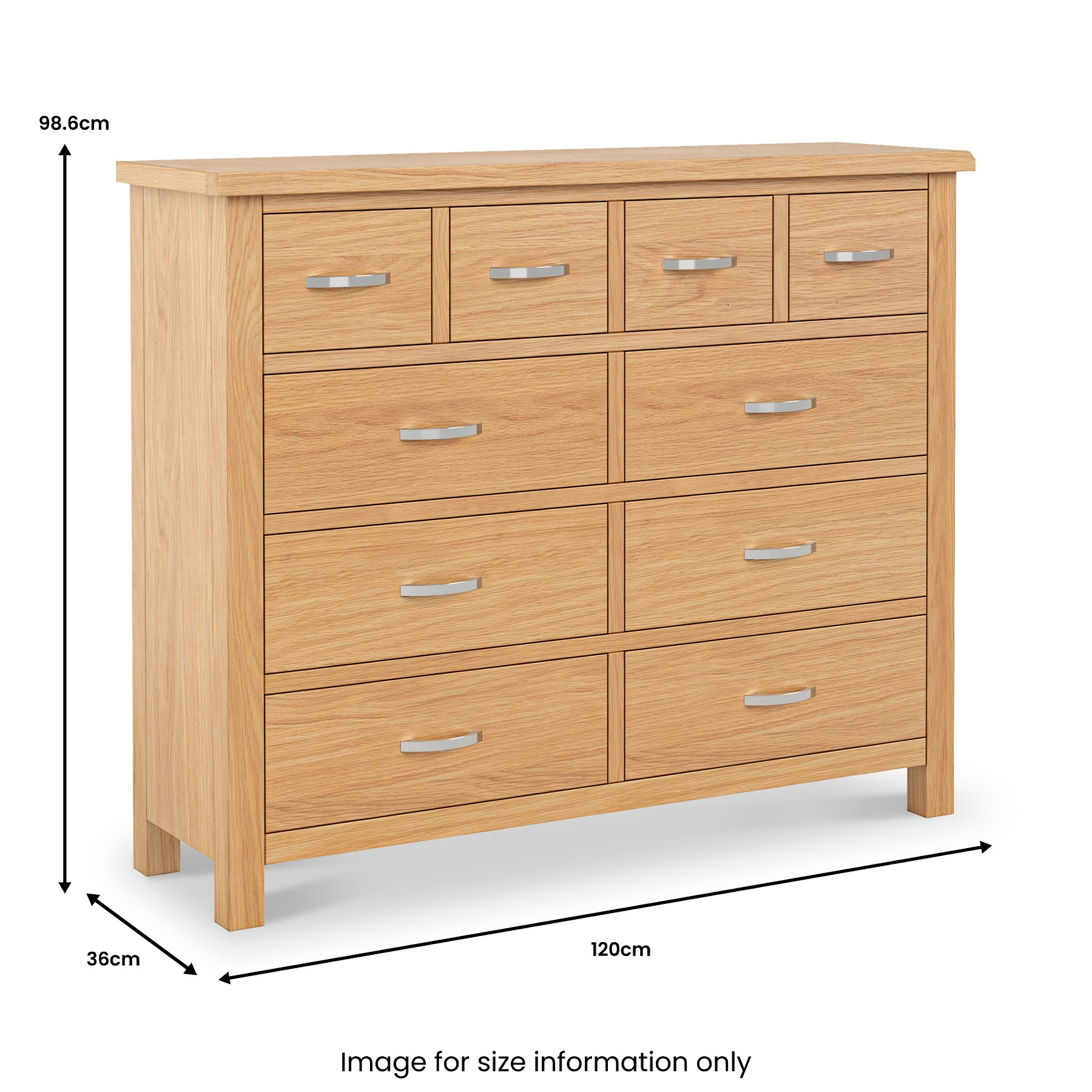 London Oak 4 Over 6 Chest Of Drawers dimensions