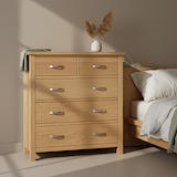 London Oak XL 2 Over 3 Chest Of Drawers in a minimalistic modern bedroom