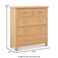 London Oak XL 2 Over 3 Chest Of Drawers dimensions