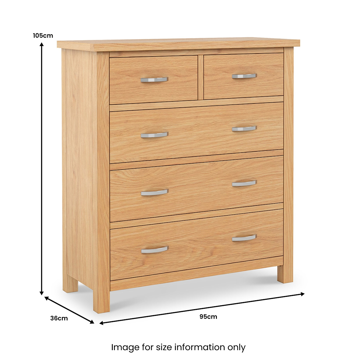 London Oak XL 2 Over 3 Chest Of Drawers dimensions