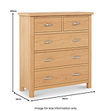 London Oak XL 2 Over 3 Chest Of Drawers dimensions