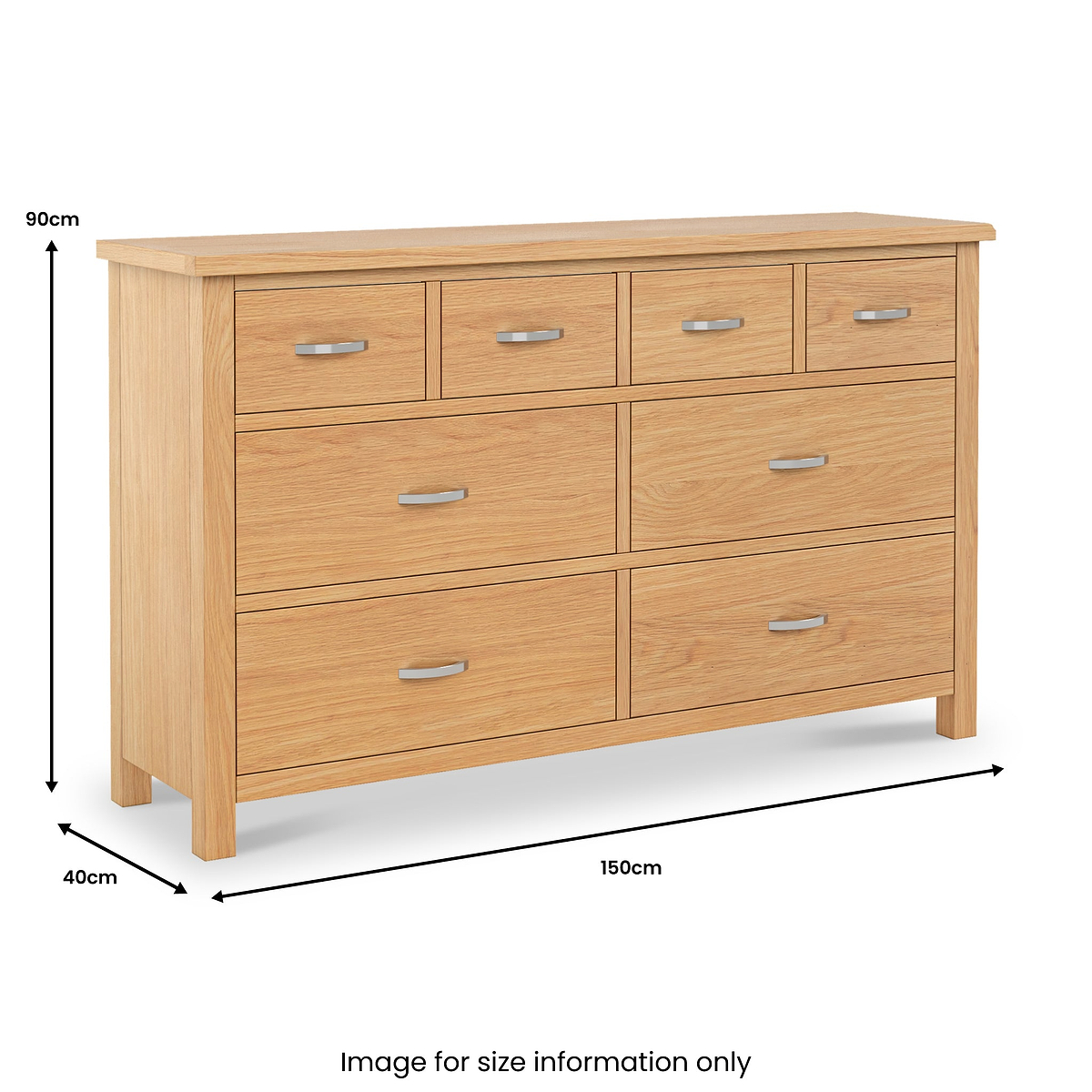 London Oak XL 8 Drawer Chest dimensions