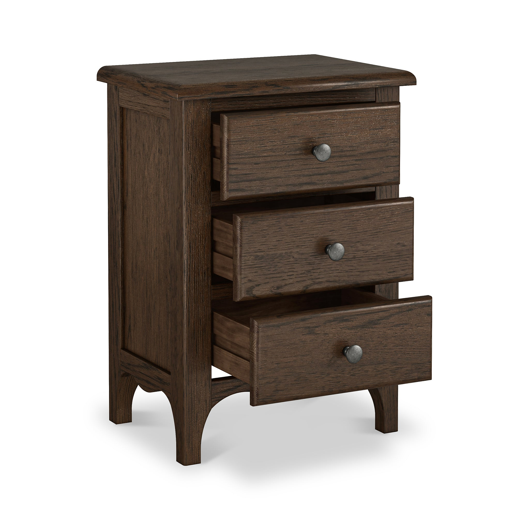 Celine 3 Drawer Bedside Table Dark Stain from Roseland Furniture