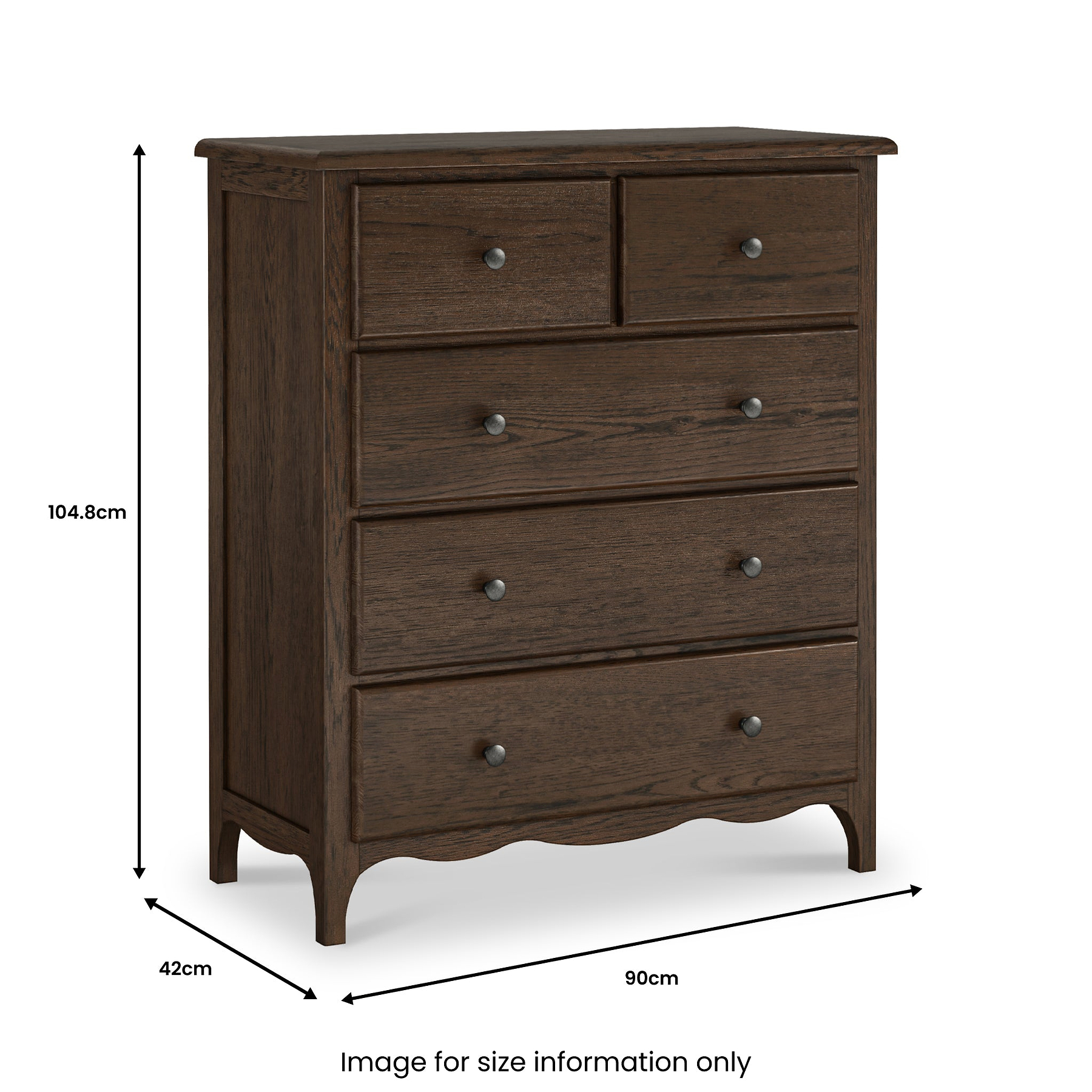 Celine 2 Over 3 Drawer Chest Dark Stain from Roseland Furniture