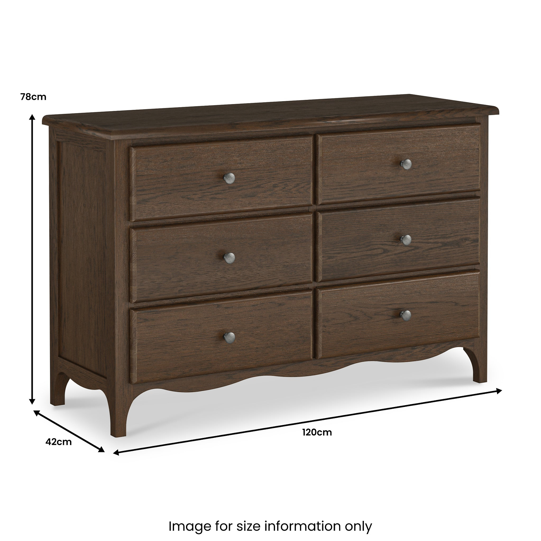 Celine Oak 6 Drawer Chest Dark from Roseland Furniture