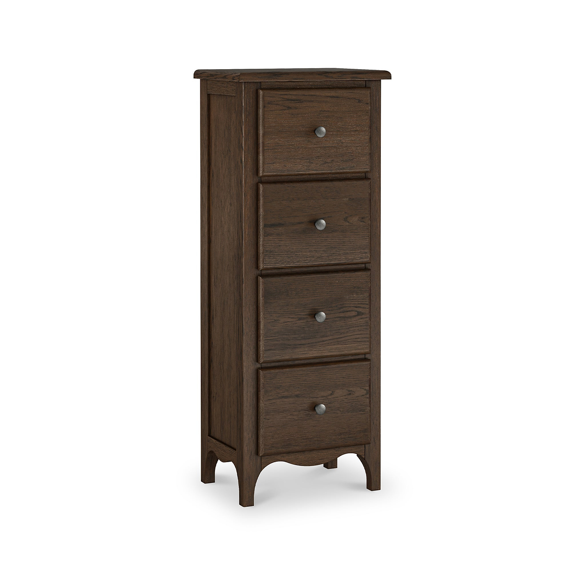 Celine Oak 4 Drawer Tallboy Chest Dark Stain from Roseland Furniture