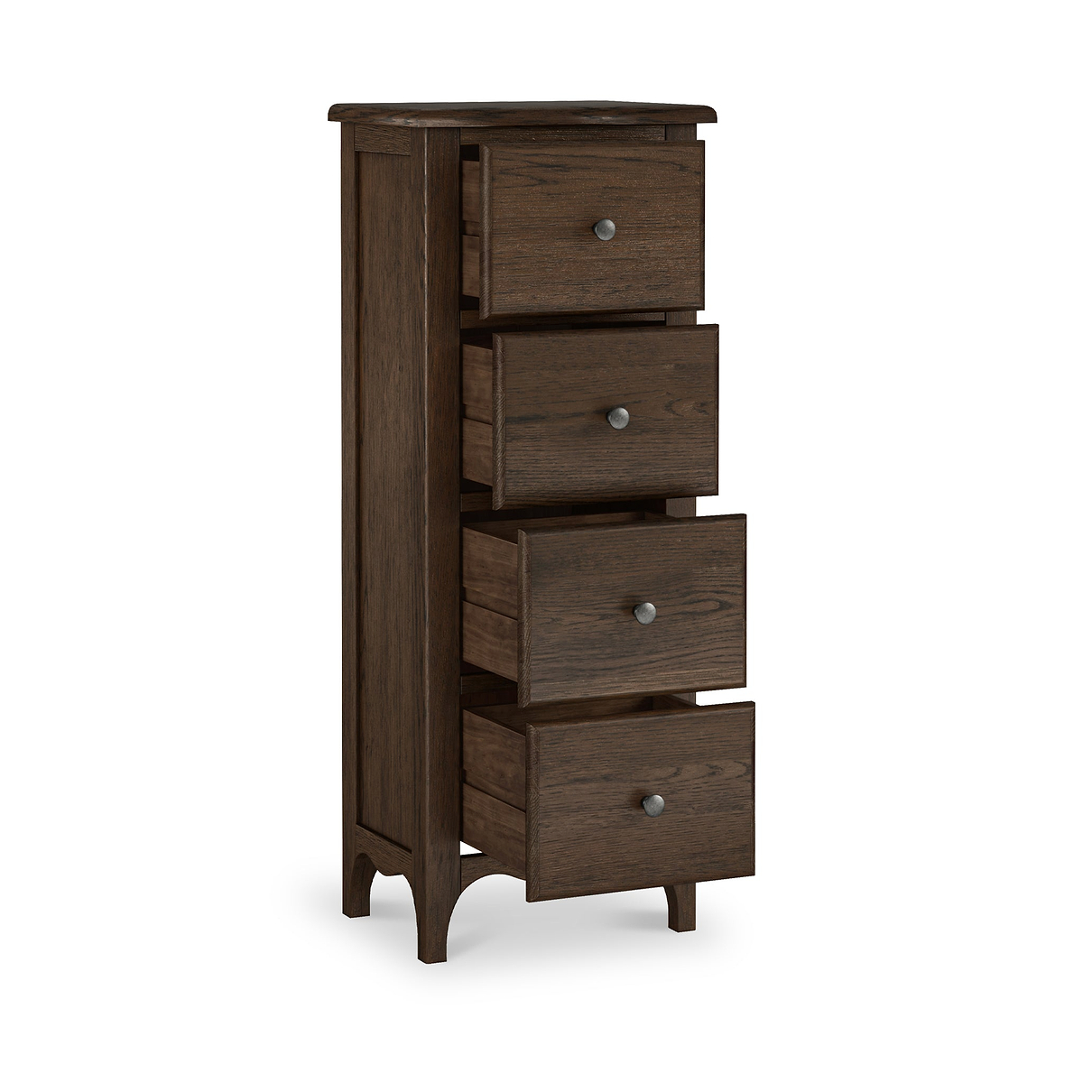 Celine Oak 4 Drawer Tallboy Chest Dark Stain from Roseland Furniture