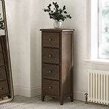 Celine Oak 4 Drawer Tallboy Chest Dark Stain from Roseland Furniture
