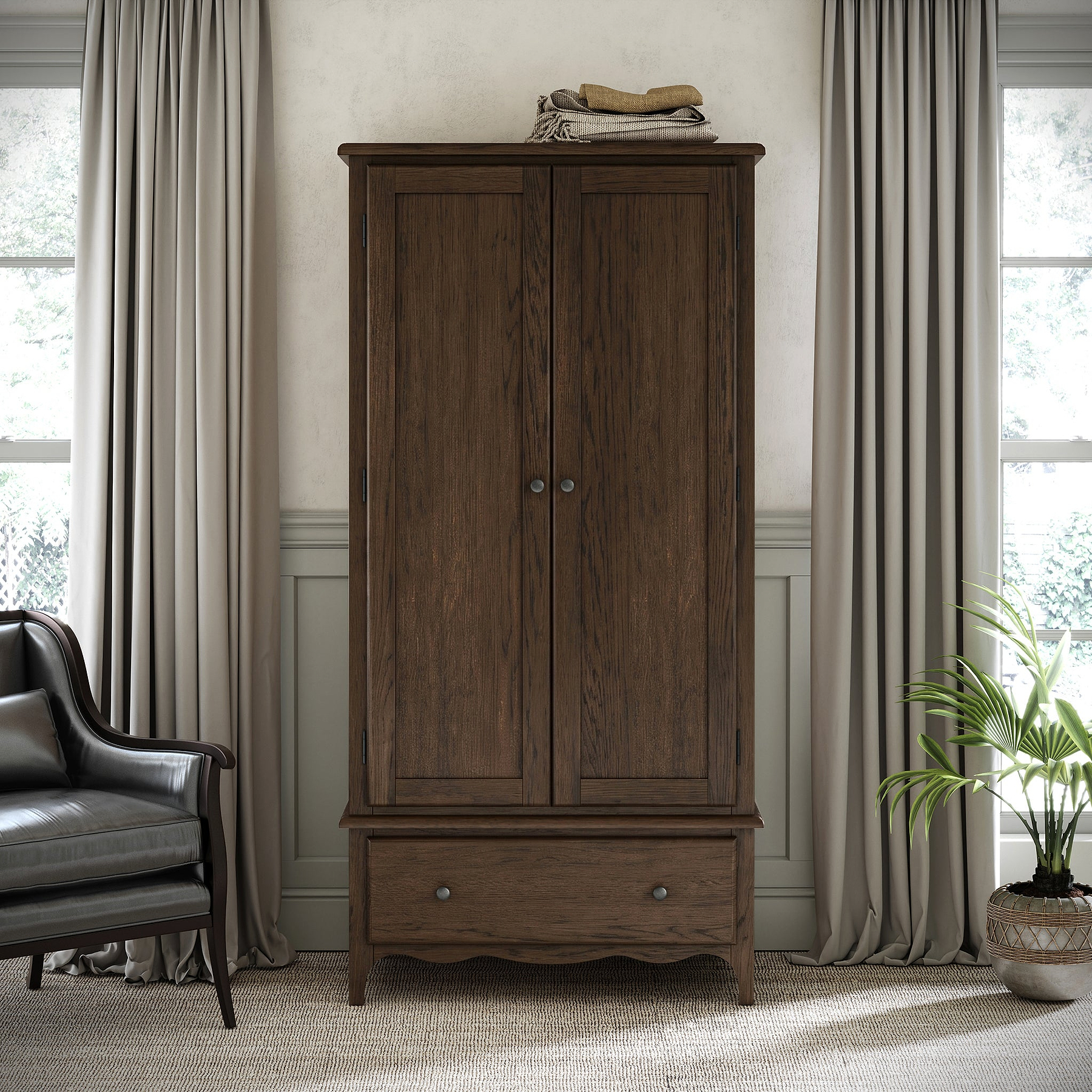 Celine Oak Double Wardrobe Dark Stain from Roseland Furniture