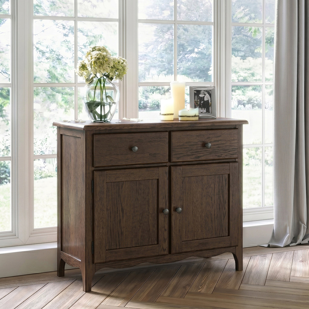 Celine Oak Small Sideboard Dark Stain from Roseland Furniture