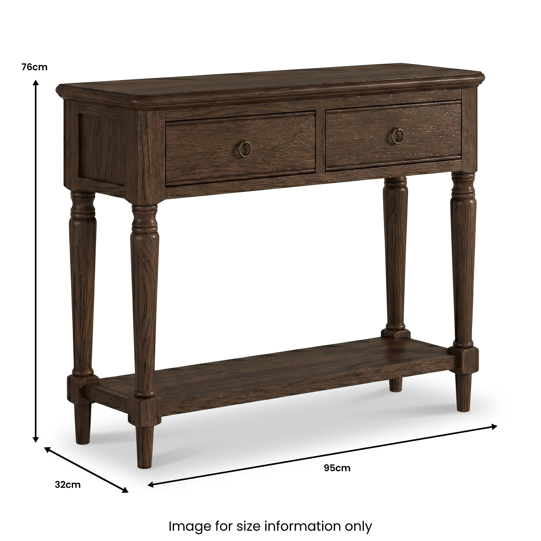Rutland Dark Oak Console Table With Shelf from Roseland Furniture