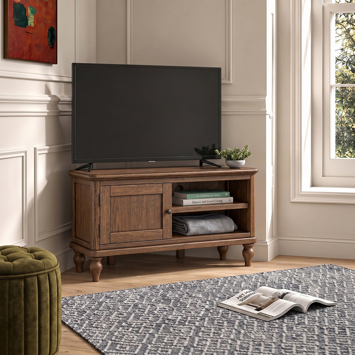 Rutland Dark Oak Corner TV Unit from Roseland Furniture