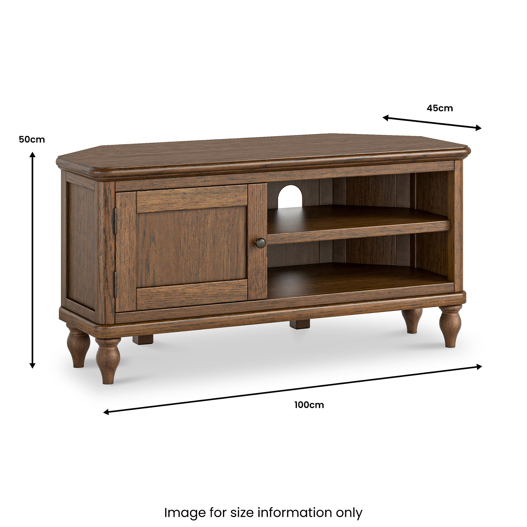 Rutland Dark Oak Corner TV Unit from Roseland Furniture