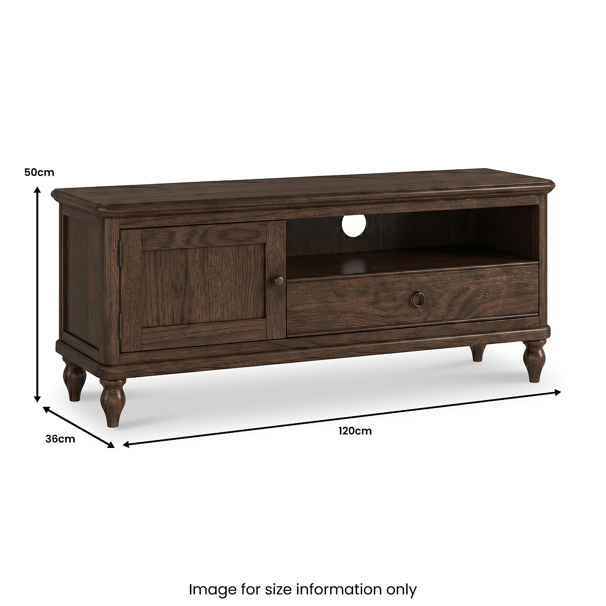 Rutland Dark Oak 120cm TV Unit from Roseland Furniture