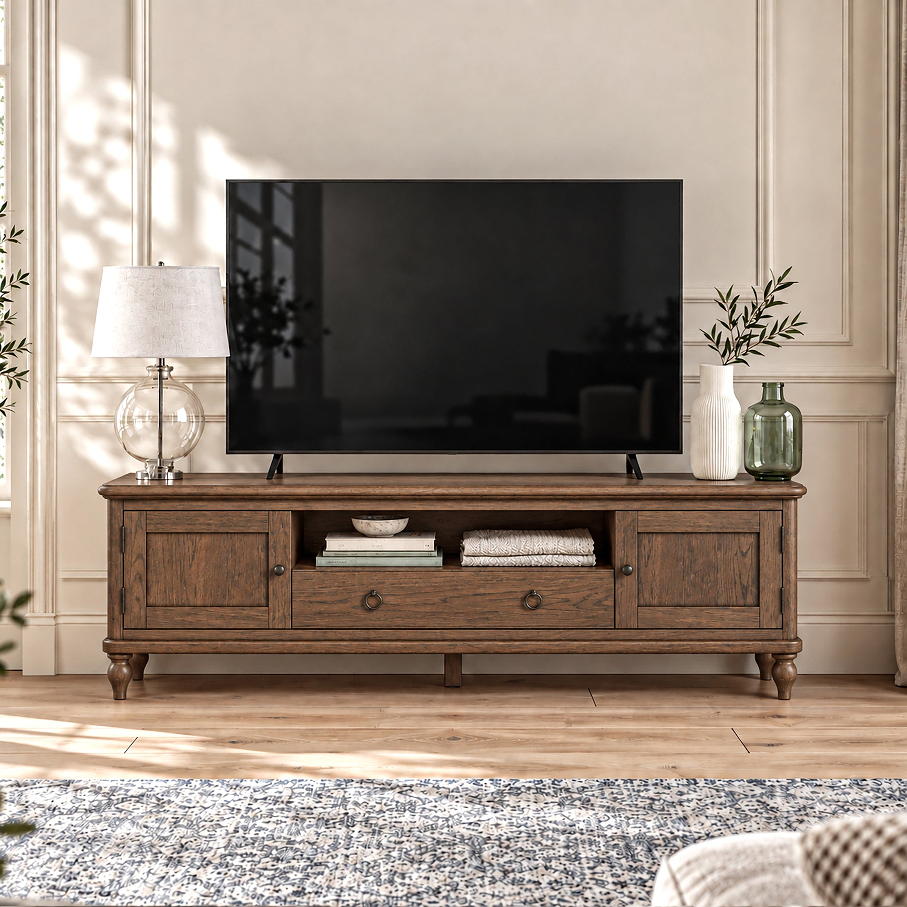 Rutland Dark Oak 160cm Wide TV Unit from Roseland Furniture
