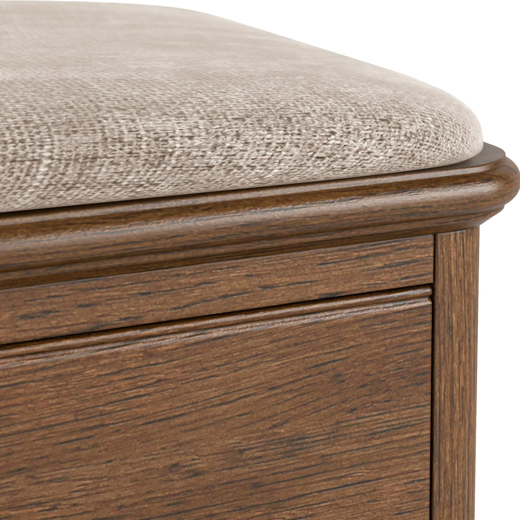 Rutland Dark Oak Storage Bench Oatmeal from Roseland Furniture