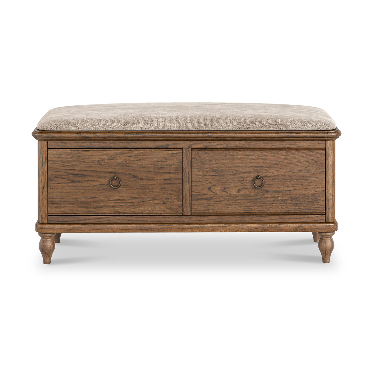 Rutland Dark Oak Storage Bench Oatmeal from Roseland Furniture