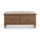 Rutland Dark Oak Storage Bench Oatmeal from Roseland Furniture