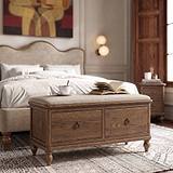 Rutland Dark Oak Storage Bench Oatmeal from Roseland Furniture