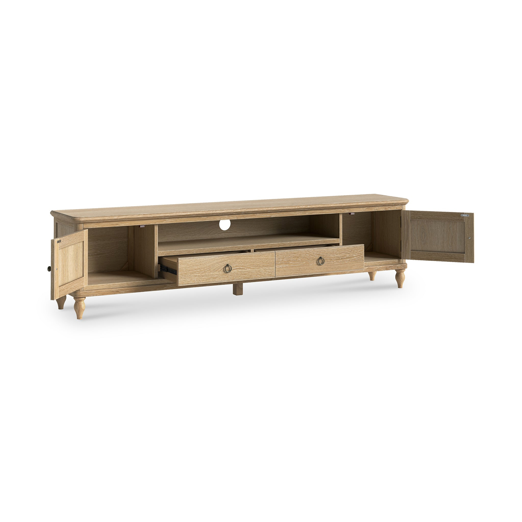 Rutland Oak 200cm Extra Wide TV Unit from Roseland Furniture