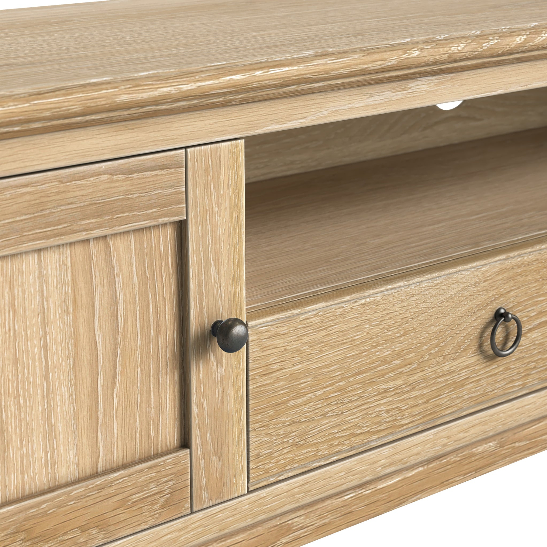Rutland Oak 200cm Extra Wide TV Unit from Roseland Furniture