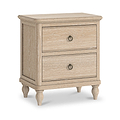 Rutland Oak 2 Drawer Wide Bedside Table from Roseland Furniture