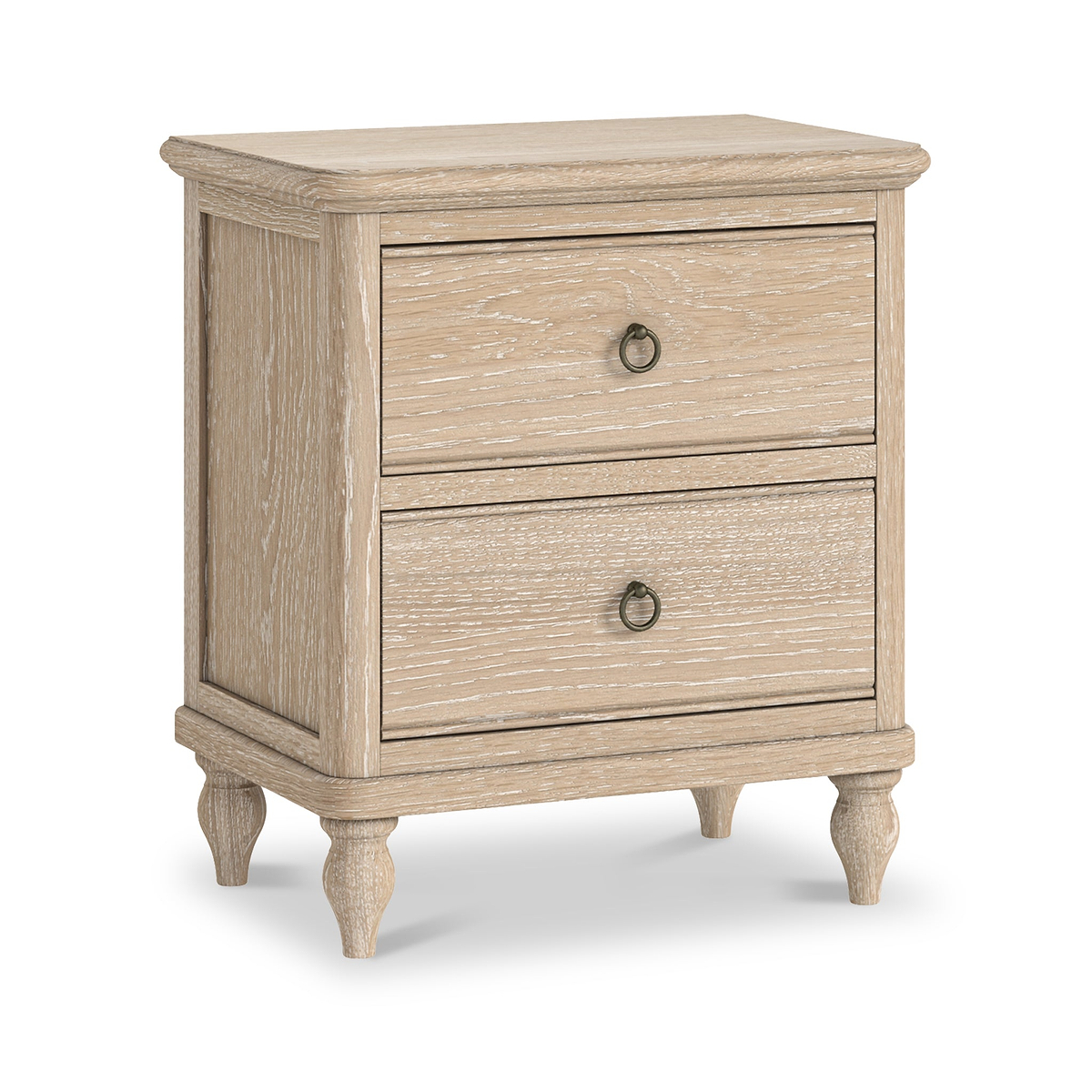 Rutland Oak 2 Drawer Wide Bedside Table from Roseland Furniture