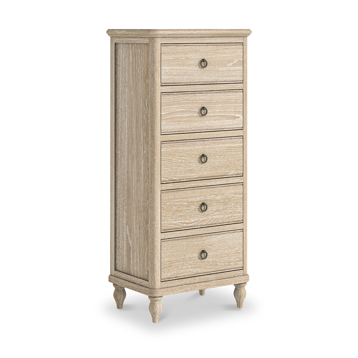 Rutland Oak 5 Drawer Tallboy Chest from Roseland Furniture