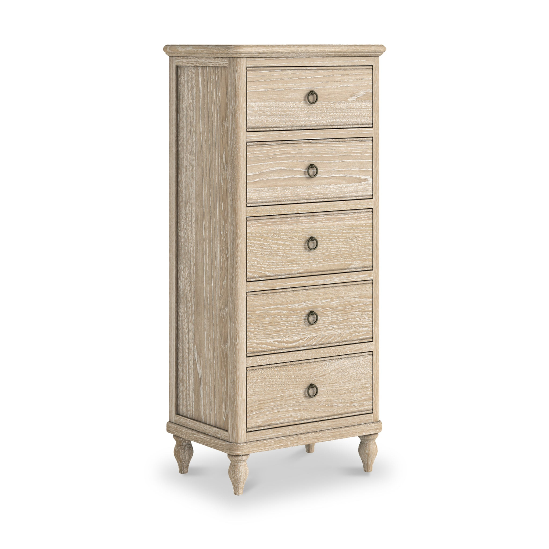 Rutland Oak 5 Drawer Tallboy Chest from Roseland Furniture