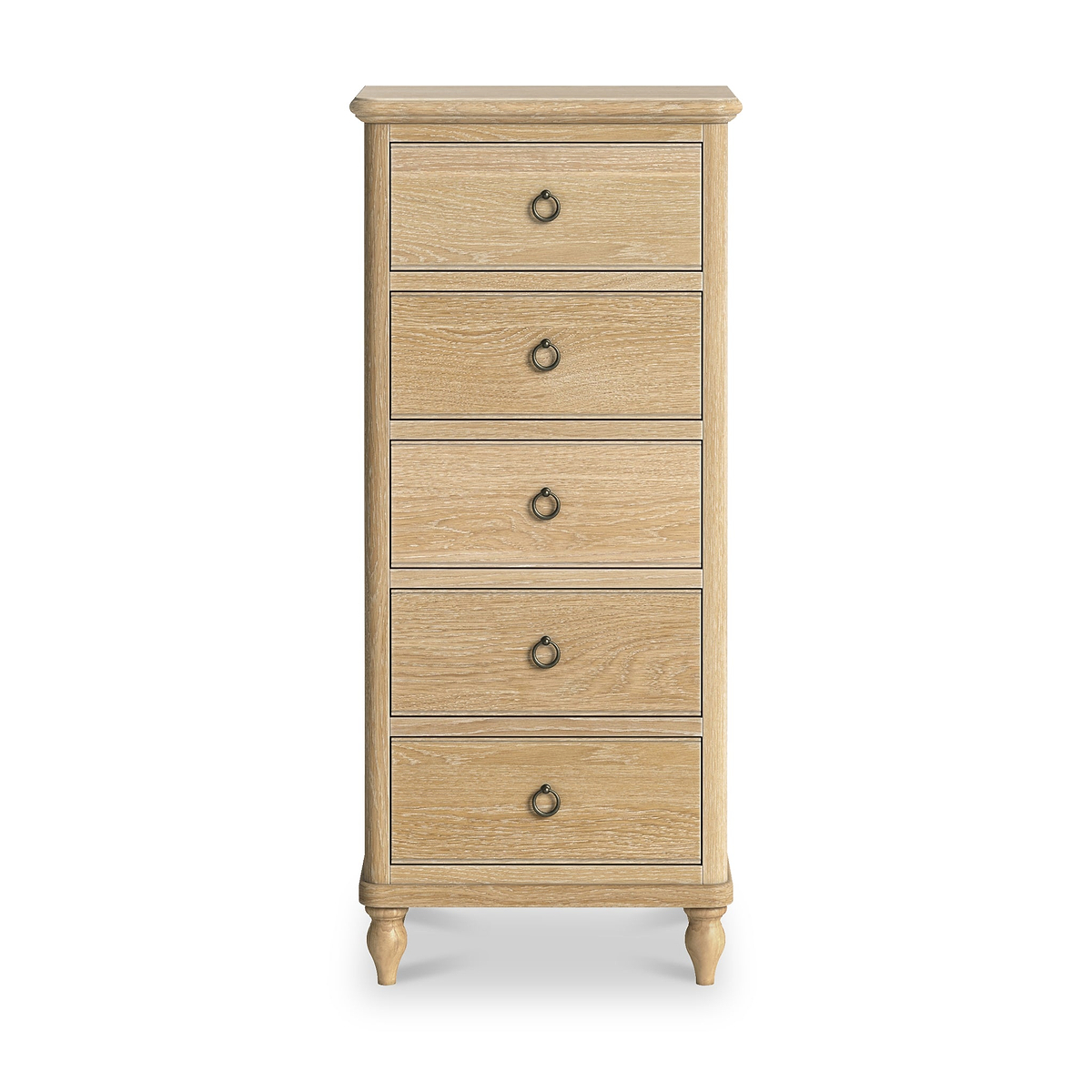 Rutland Oak 5 Drawer Tallboy Chest from Roseland Furniture