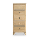 Rutland Oak 5 Drawer Tallboy Chest from Roseland Furniture