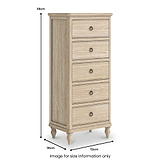 Rutland Oak 5 Drawer Tallboy Chest from Roseland Furniture