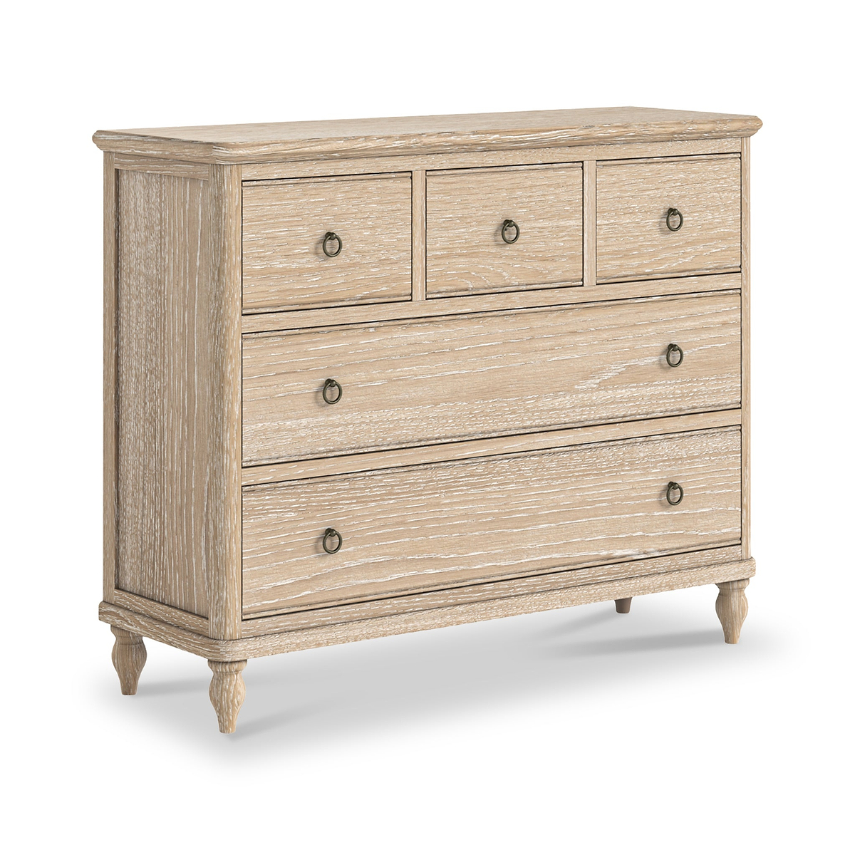 Rutland Oak 3 Over 2 Drawer Chest from Roseland Furniture