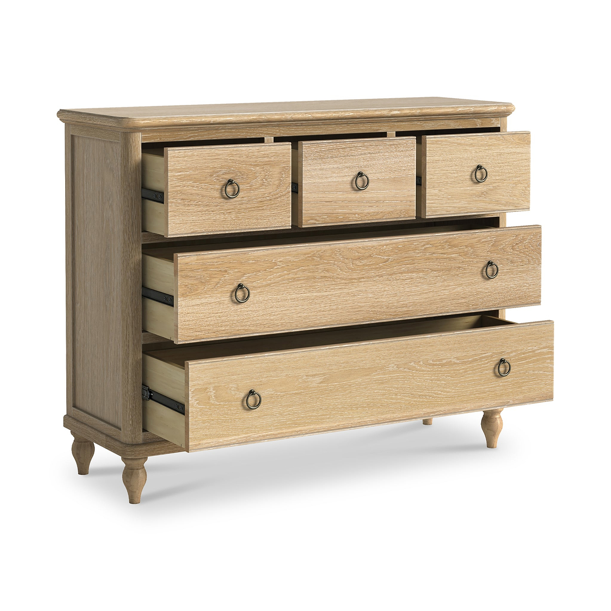 Rutland Oak 3 Over 2 Drawer Chest from Roseland Furniture