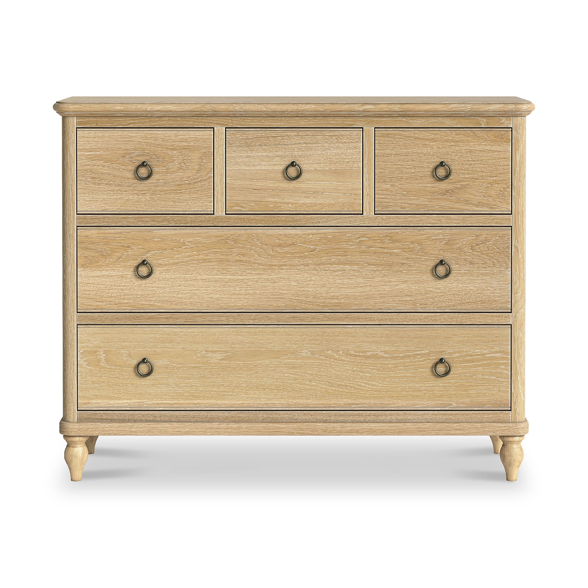 Rutland Oak 3 Over 2 Drawer Chest from Roseland Furniture