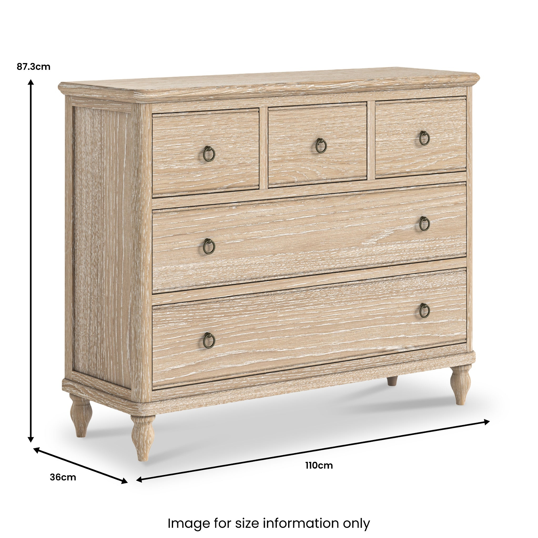 Rutland Oak 3 Over 2 Drawer Chest from Roseland Furniture