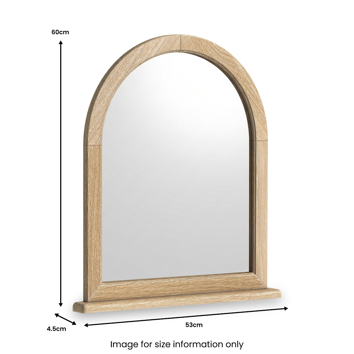 Rutland Oak Framed Arch Dressing Table Mirror from Roseland Furniture