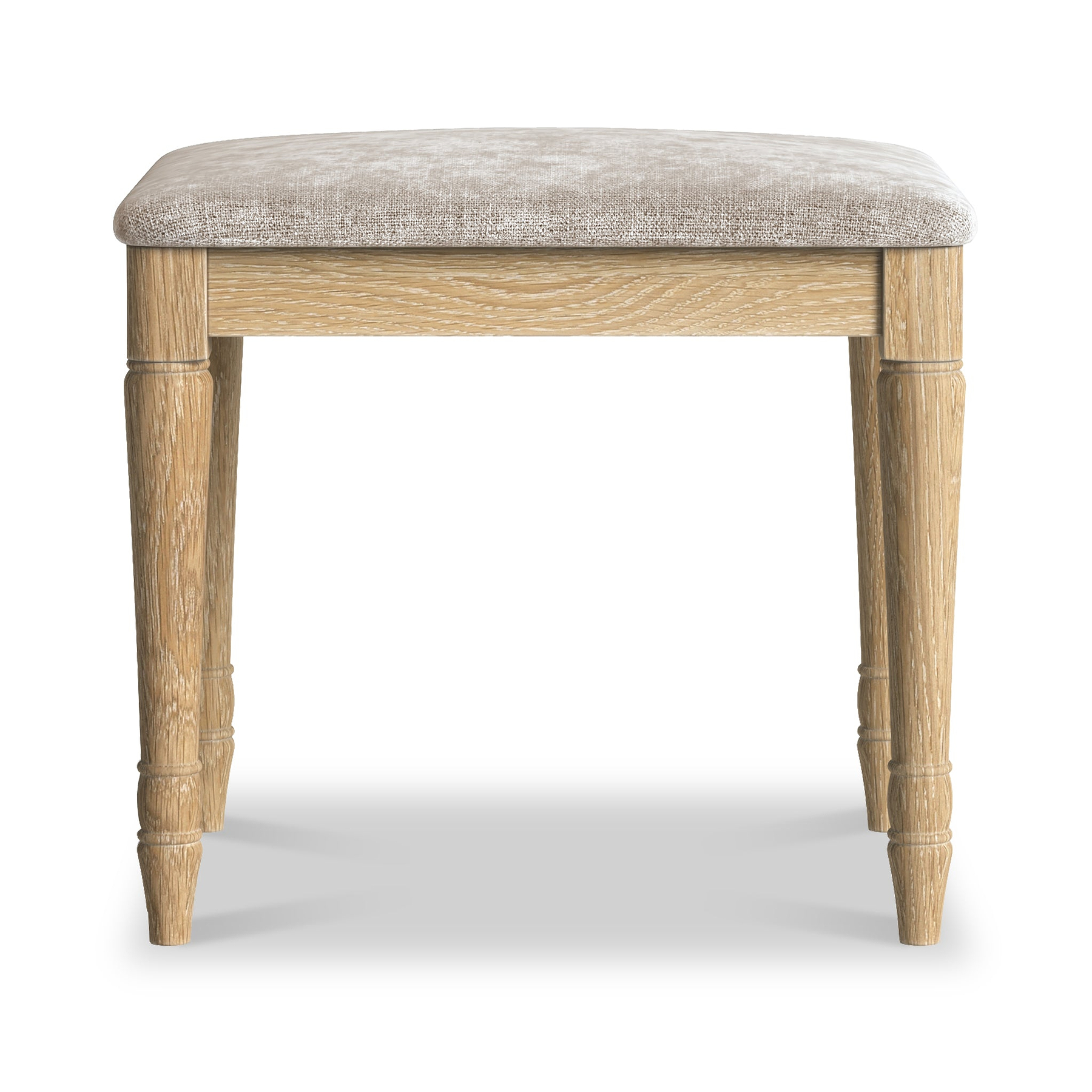 Rutland Oak Dressing Table Stool Oatmeal Cushion from Roseland Furniture