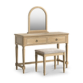 Rutland Oak Dressing Table Stool Oatmeal Cushion from Roseland Furniture