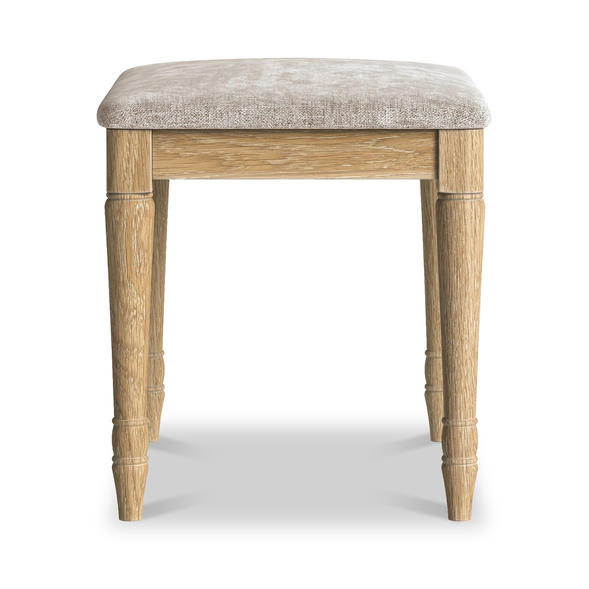 Rutland Oak Dressing Table Stool Oatmeal Cushion from Roseland Furniture