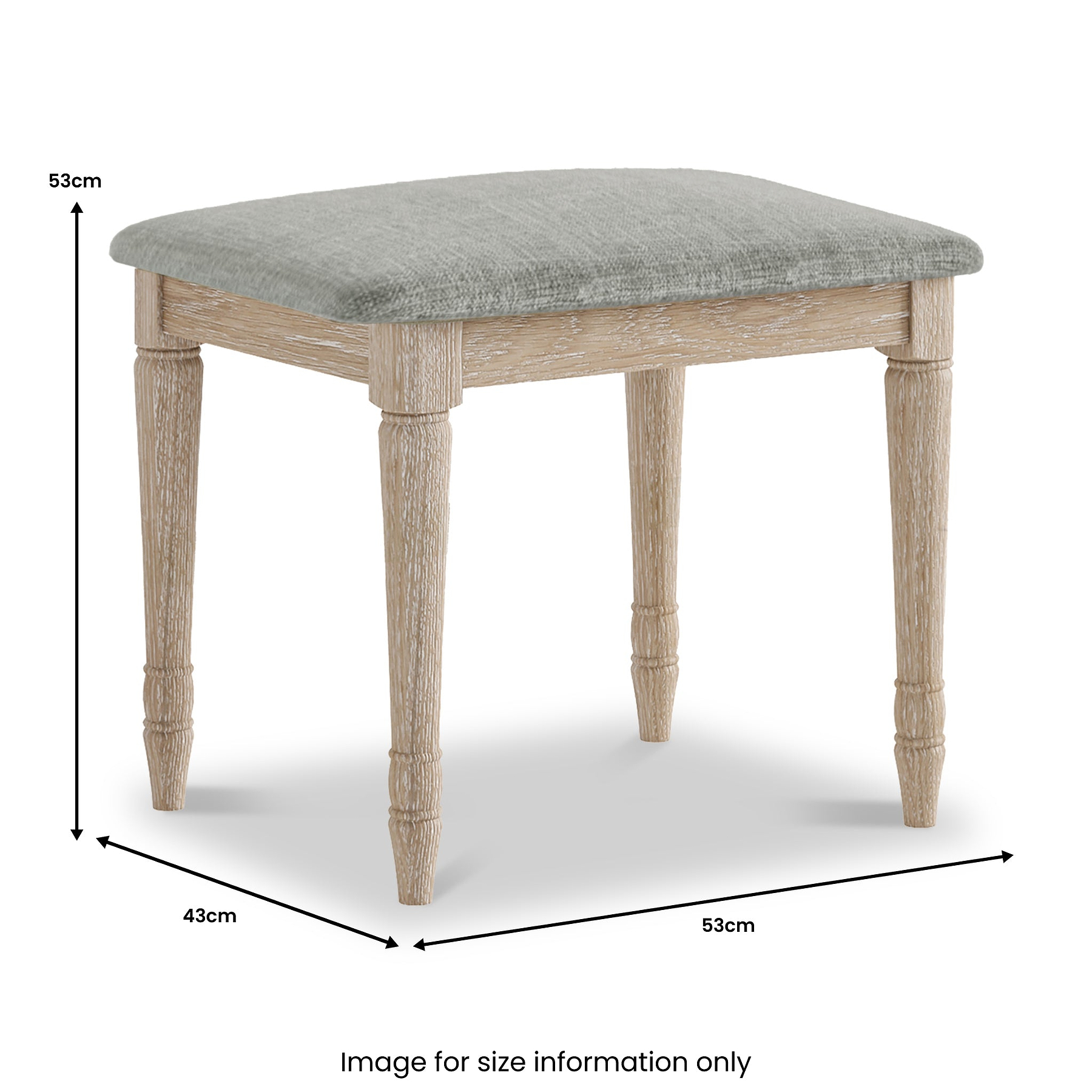 Rutland Oak Dressing Table Stool Oatmeal Cushion from Roseland Furniture