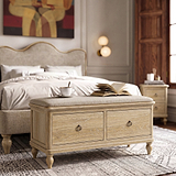 Rutland Oak Storage Bench Oatmeal from Roseland Furniture