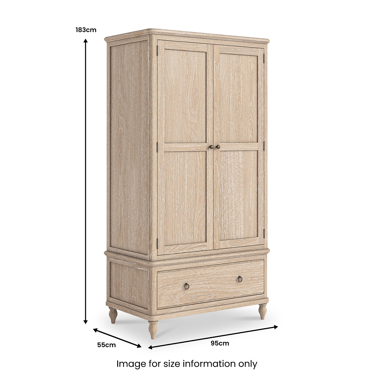Rutland Oak Double Wardrobe With Drawer from Roseland Furniture